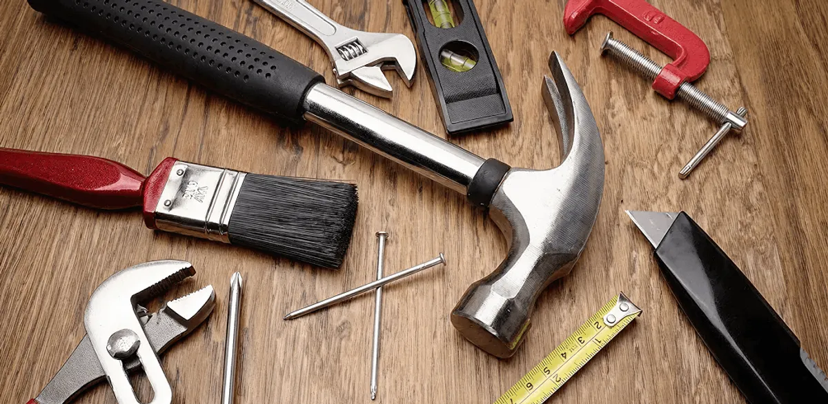 Handyman tools laid out for home repair and maintenance work in Fort Worth, TX